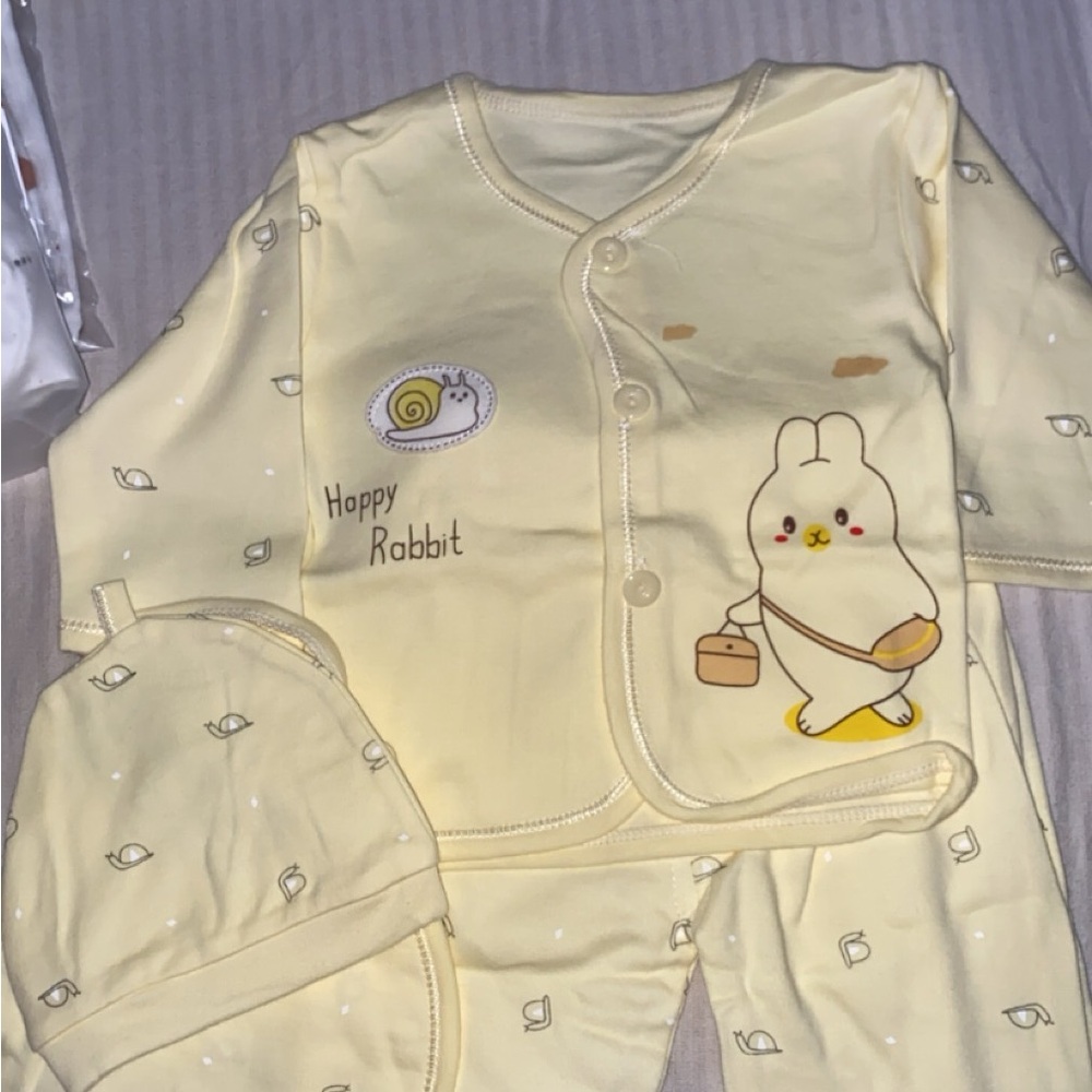 Soft Yellow Cartoon Pajama Set with Decorative Patterns